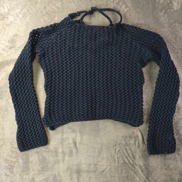 Abercrombie&Fitch women M‎ cropped open knit long sleeve top edgy street hipster - Picture 7 of 8